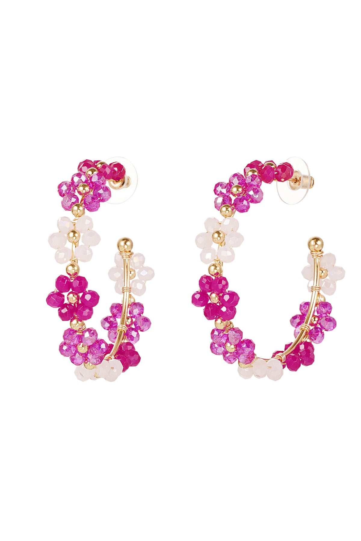 Large Flower Earrings - Fuchsia