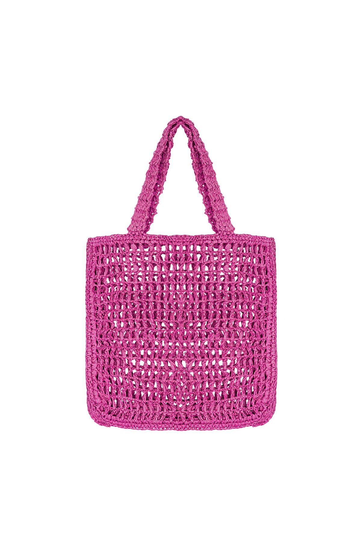 Trendy Crochet Paper Handbag - Pink