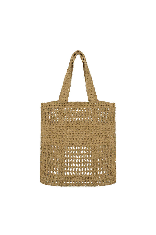 Trendy Gehaakte Papieren Handtas - Beige