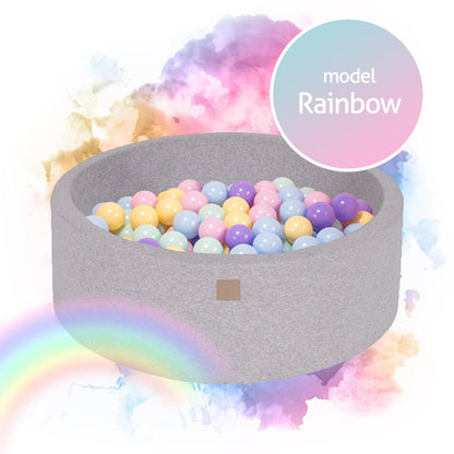 Grijze ballenbak met 250 ballen - Rainbow set