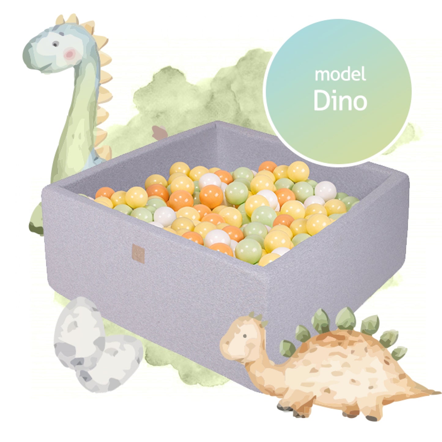 Grijze ballenbak met ballen - Dino set