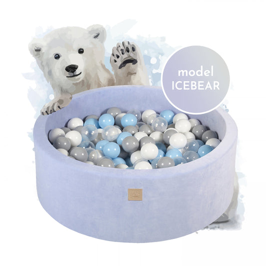 Babyblaues Bällebad VELVET mit 250 Bällen - Eisbären-Set