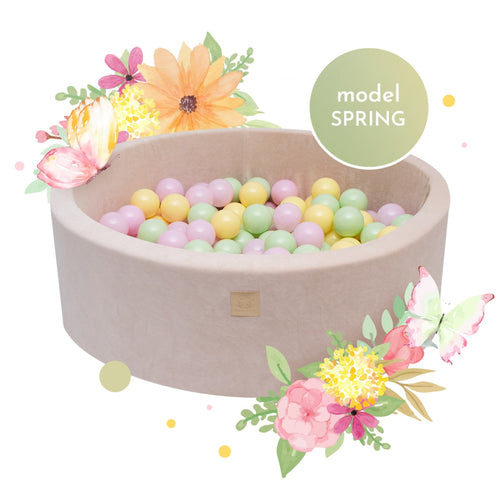 Ecru ball pit VELVET with 250 balls - Spring set