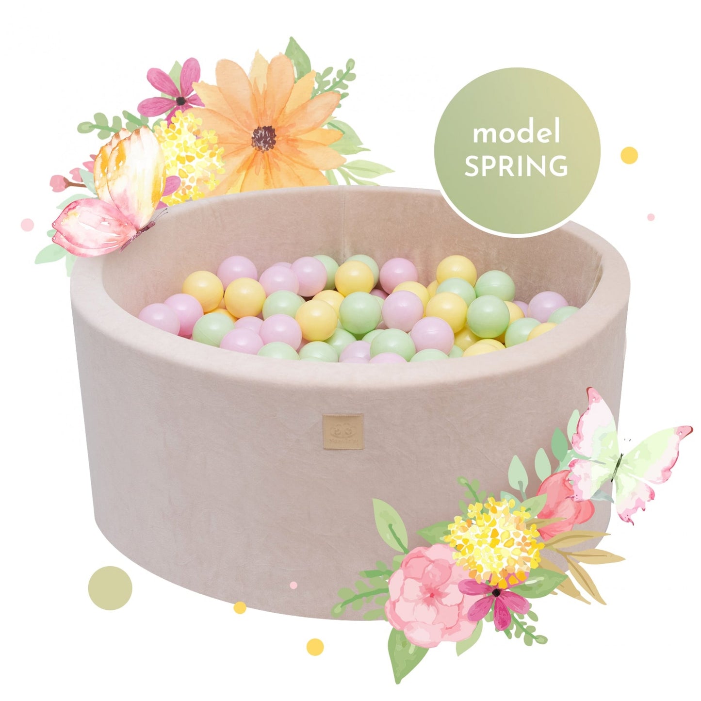 Ecru ball pit VELVET with 250 balls - Spring set