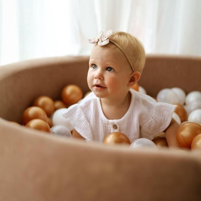 Brown ball pit VELVET with 250 balls - Teddy Bear set