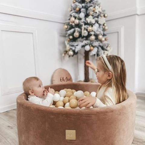 Brown ball pit VELVET with 250 balls - Teddy Bear set