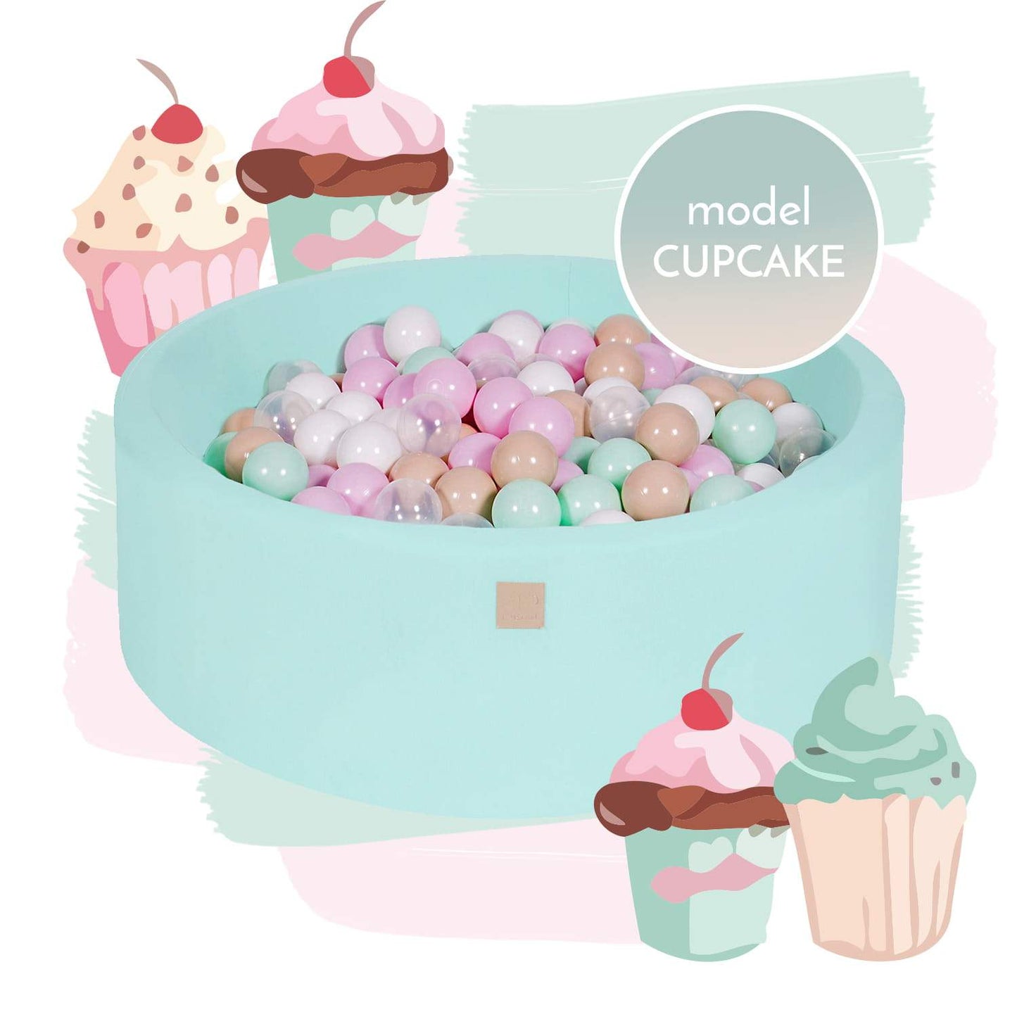 Mint green Ball pit with 250 balls - Cupcake set