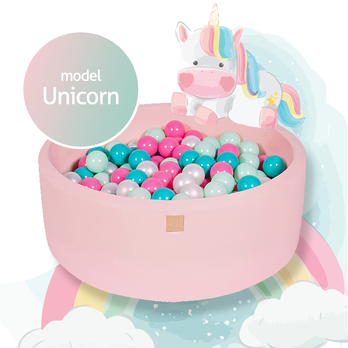 Roze ballenbak met 250 ballen - Unicorn set