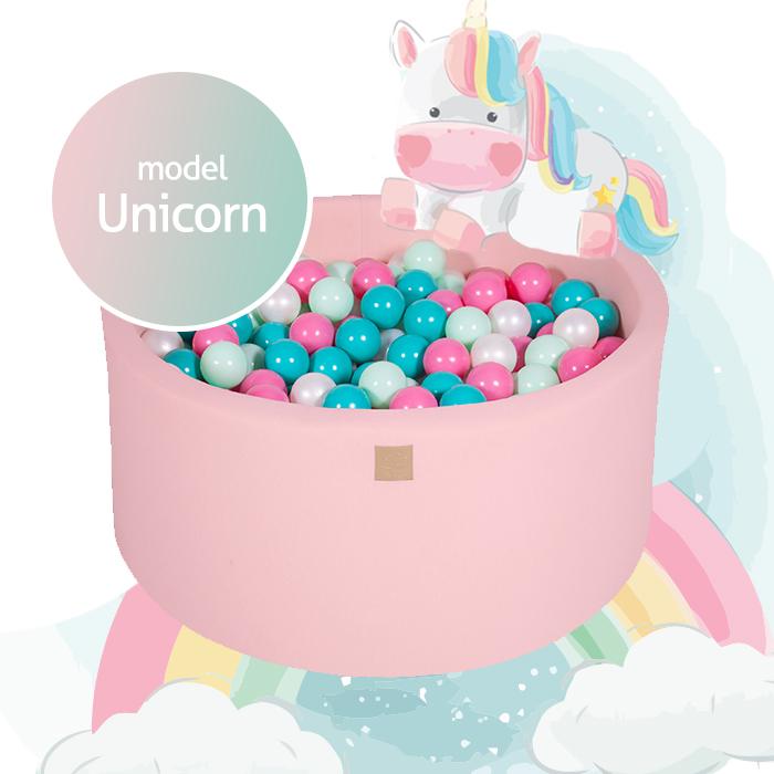 Roze ballenbak met 250 ballen - Unicorn set