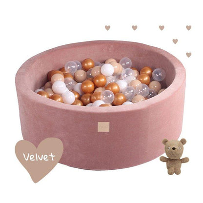 Bruine ballenbak VELVET met 250 ballen - Teddy Beer set