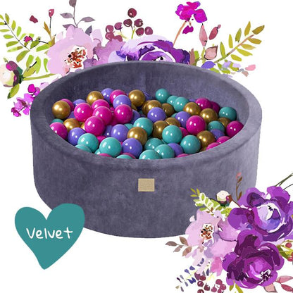 Velvet Ball Pit Graphite with 250 Balls - Flower Set