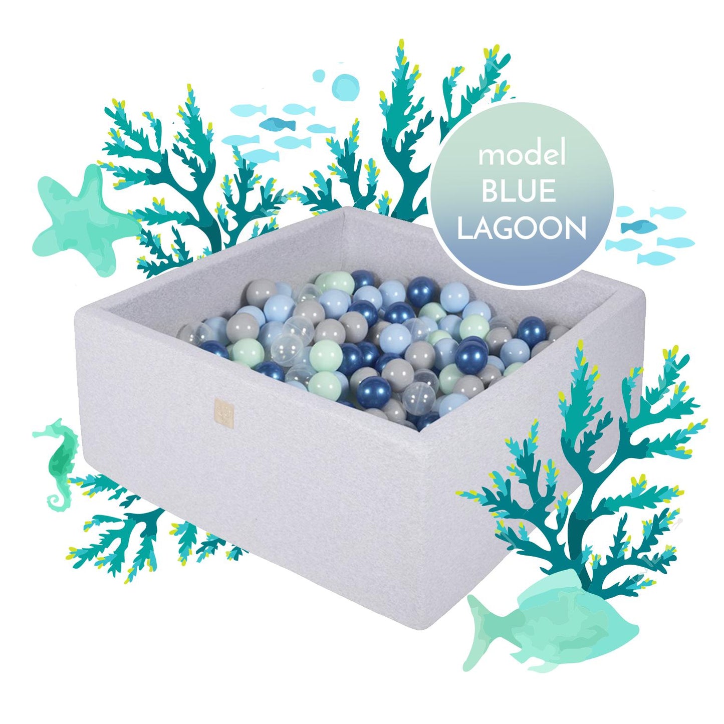 Grijze ballenbak met ballen - Blue Lagoon set