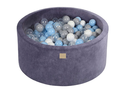 Velvet Ballenbak met 300 ballen 90x40 - Grijs/Blauw