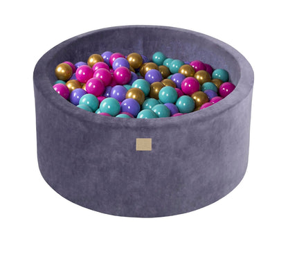 Velvet Ball Pit with 300 Balls 90x40 - Grey/Blue