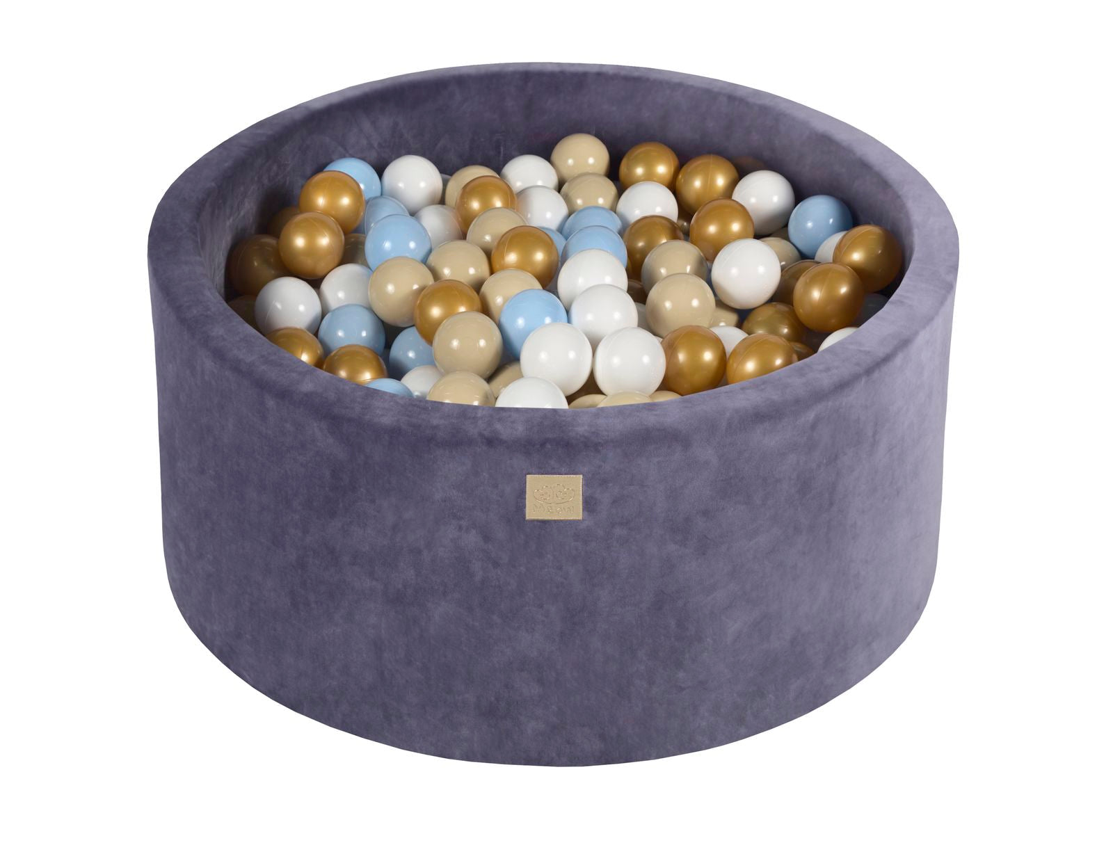 Velvet Ball Pit with 300 Balls 90x40 - Grey/Blue