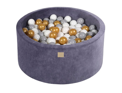 Velvet Ballenbak met 300 ballen 90x40 - Grijs/Blauw