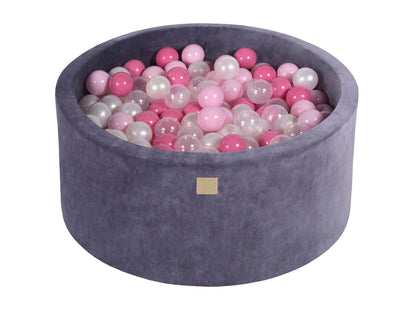 Velvet Ball Pit with 300 Balls 90x40 - Grey/Blue