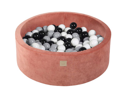 Velvet Ball Pit with 200 balls 90x30 - Marsala Red