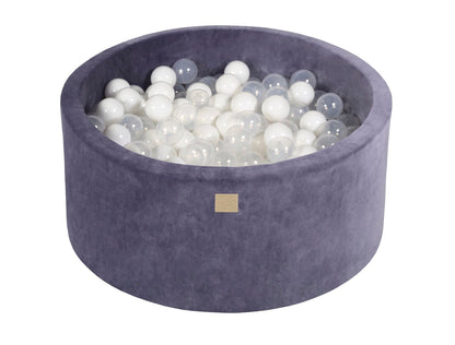 Velvet Ballenbak met 300 ballen 90x40 - Grijs/Blauw