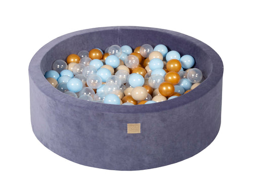 Velvet Ball Pit with 200 Balls 90x30 - Grey/Blue