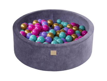 Velvet Ball Pit with 200 Balls 90x30 - Grey/Blue