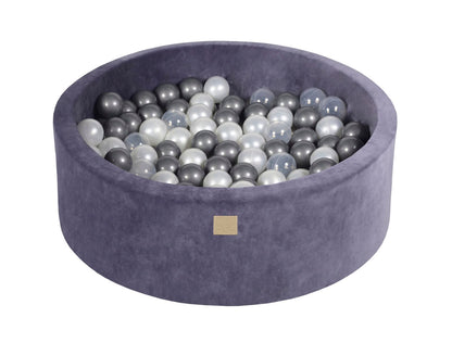 Velvet Ball Pit with 200 Balls 90x30 - Grey/Blue