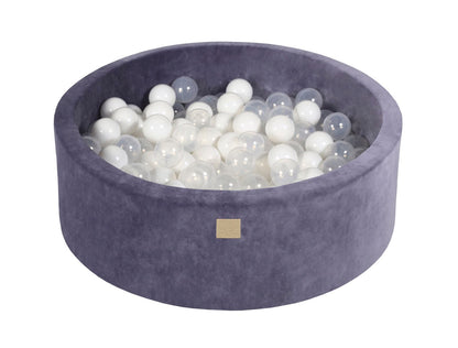 Velvet Ballenbak met 200 ballen 90x30 - Grijs/Blauw