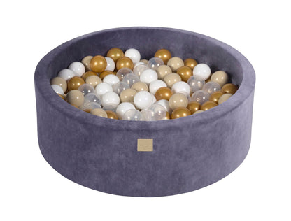 Velvet Ball Pit with 200 Balls 90x30 - Grey/Blue