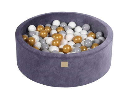 Velvet Ballenbak met 200 ballen 90x30 - Grijs/Blauw