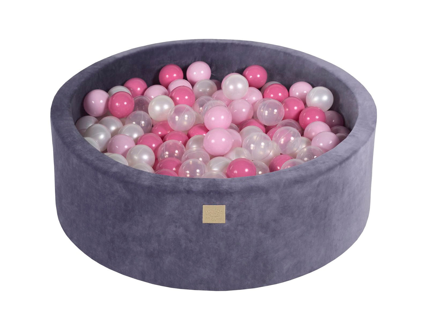 Velvet Ball Pit with 200 Balls 90x30 - Grey/Blue