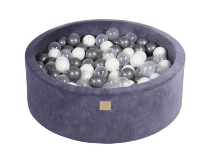 Velvet Ballenbak met 200 ballen 90x30 - Grijs/Blauw