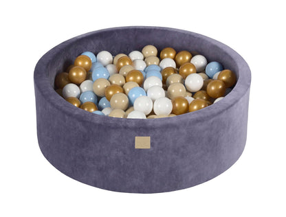 Velvet Ballenbak met 200 ballen 90x30 - Grijs/Blauw