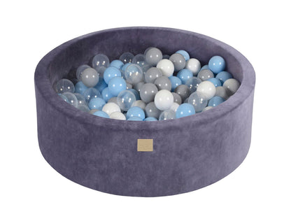 Velvet Ballenbak met 200 ballen 90x30 - Grijs/Blauw