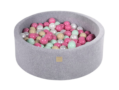 Velvet Ball Pit with 200 balls 90x30 - Light Grey