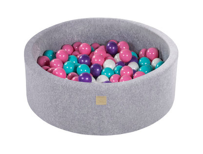 Velvet Ball Pit with 200 balls 90x30 - Light Grey