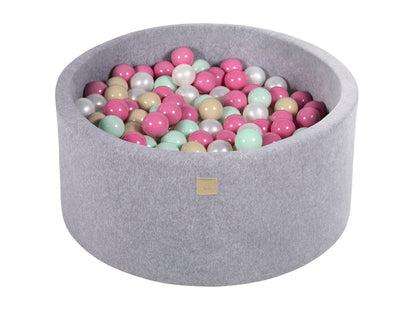 Velvet Ball Pit with 300 balls 90x40 - Light Grey